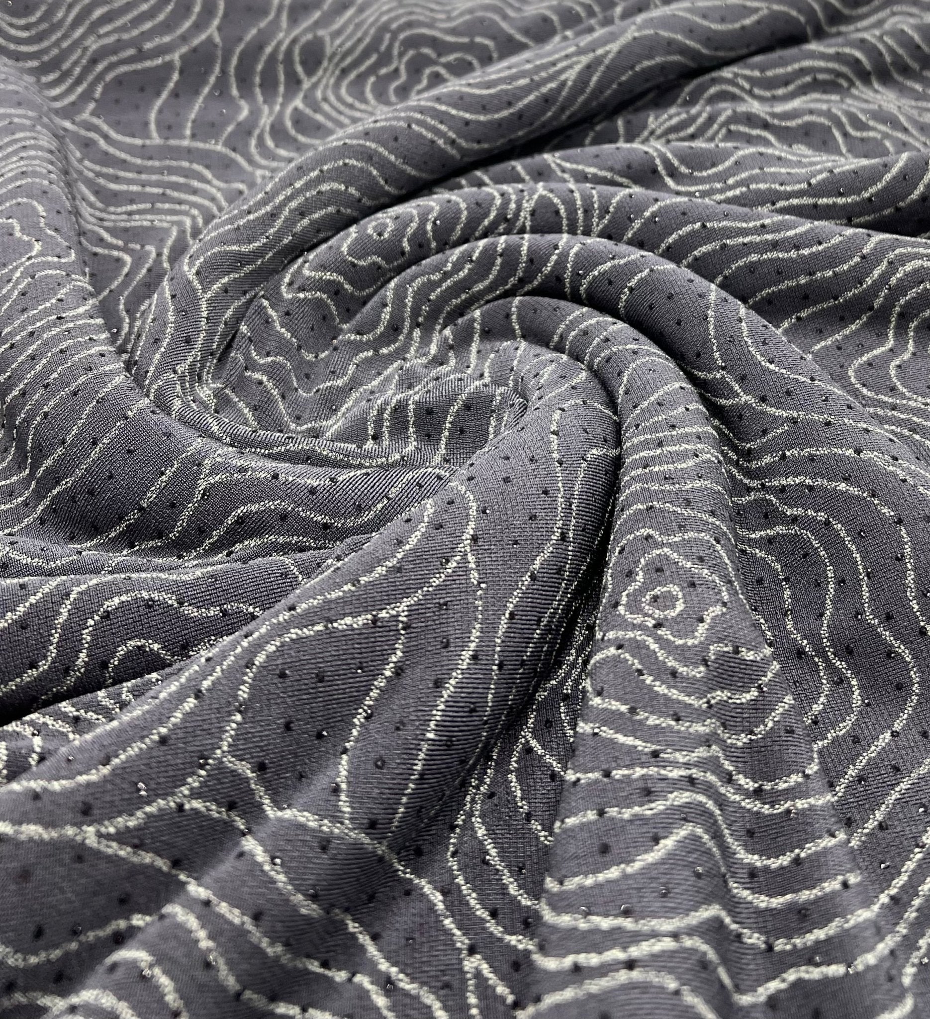 Grey Patterned Glitter Sequin 4 Way Stretch Dress Craft Fabric - T9 Fabrics